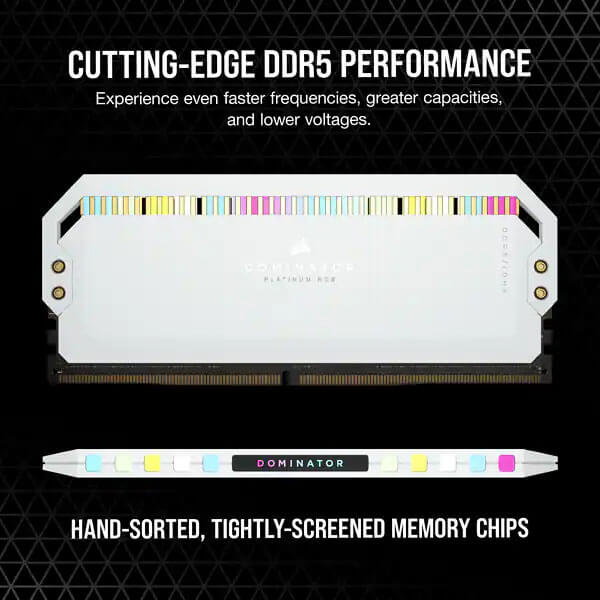 Corsair Dominator Platinum RGB White 64GB (32GBx2) 5600MHz CL40 DDR5 RAM CORSAIR