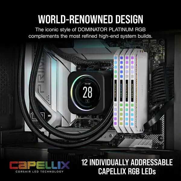 Corsair Dominator Platinum RGB White 64GB (32GBx2) 5600MHz CL40 DDR5 RAM CORSAIR