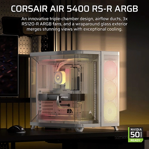 Corsair Air 5400 RS-R ARGB E-ATX White Mid Tower Case CORSAIR