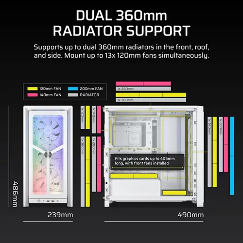 Corsair Frame 4000X RS White ARGB E-ATX Mid Tower Case CORSAIR