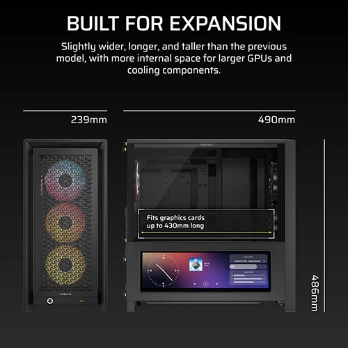 Corsair Frame 4000D LCD RS ARGB Premium E-ATX Mid Tower Case CORSAIR