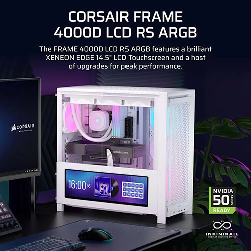 Corsair Frame 4000D LCD RS ARGB White Premium E-ATX Mid Tower Case CORSAIR