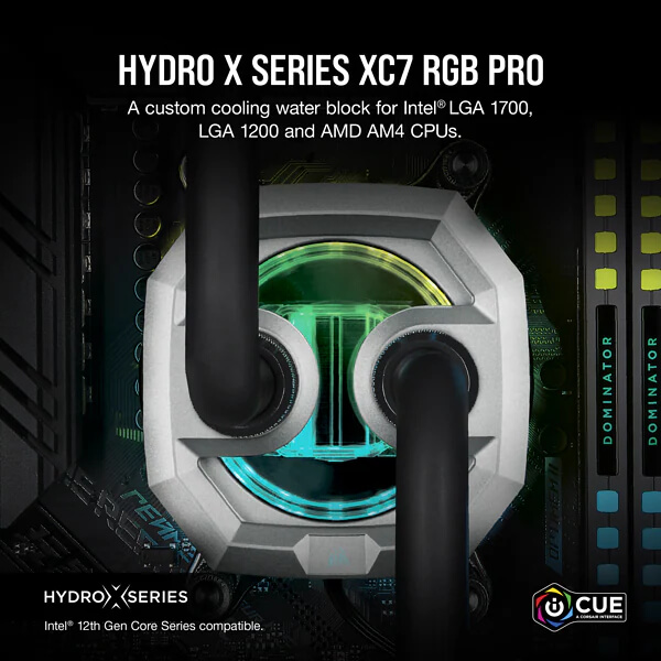 CORSAIR Hydro X Series XC7 RGB PRO CPU Water Block (1700/1200/AM5/AM4) - Silver CORSAIR