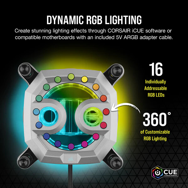 CORSAIR Hydro X Series XC7 RGB PRO CPU Water Block (1700/1200/AM5/AM4) - Silver CORSAIR
