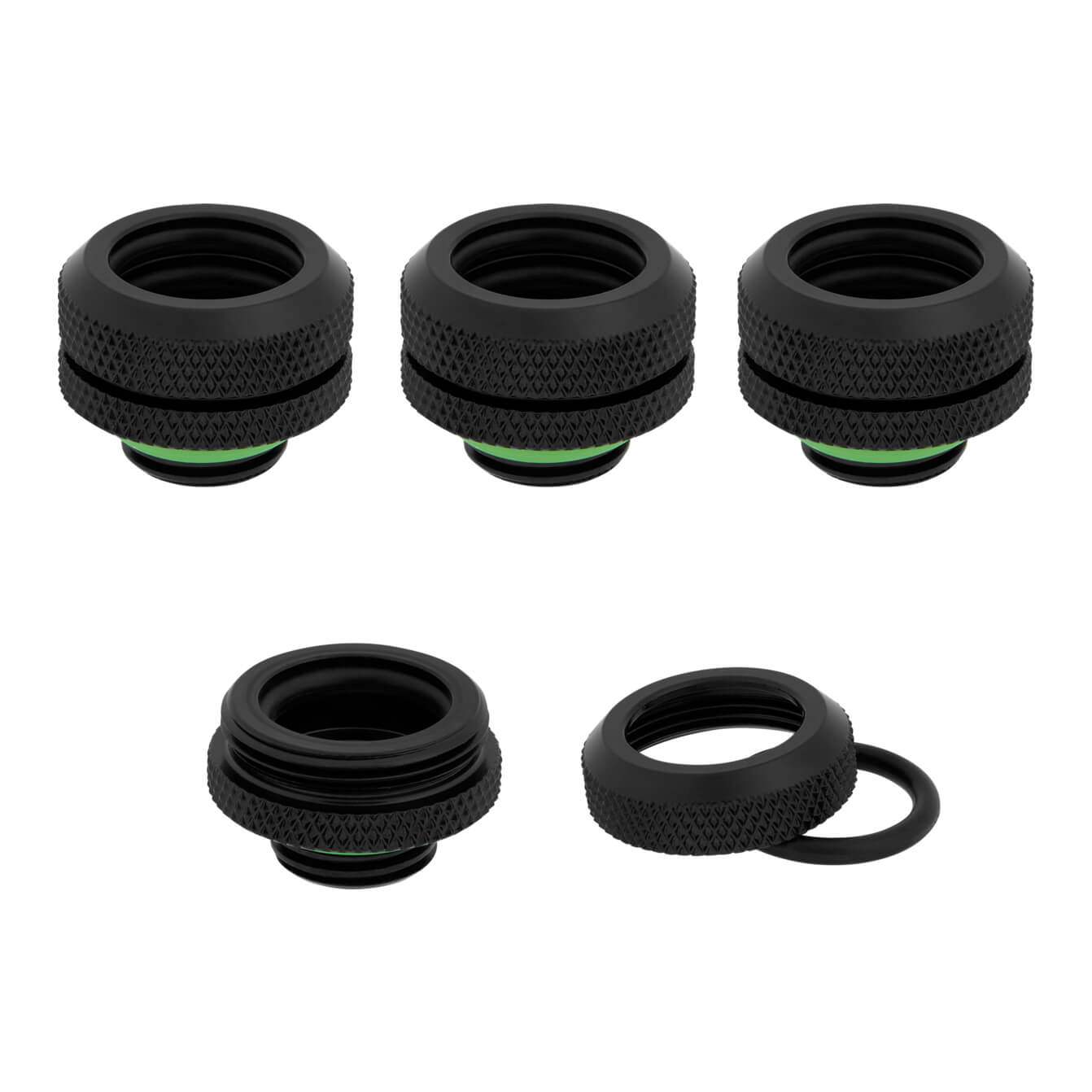 Corsair Hydro X Series XF Hardline 14mm OD Fitting Four Pack (Black) CORSAIR