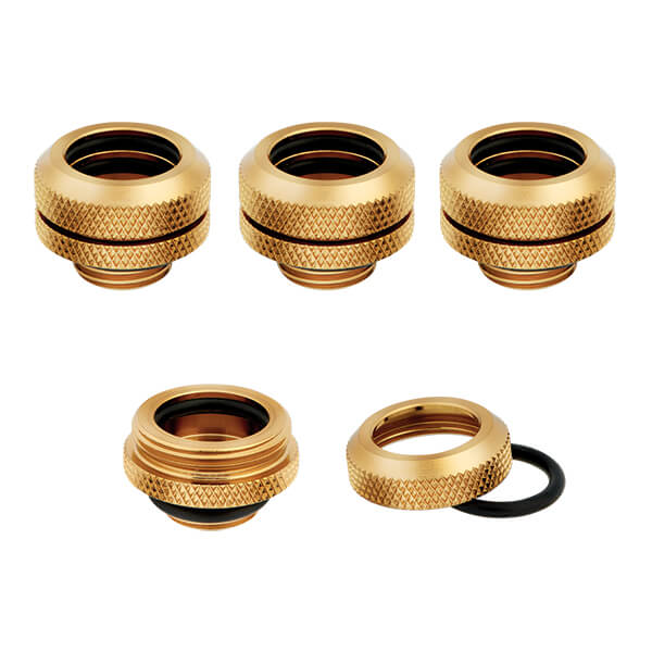 Corsair Hydro X Series XF Hardline 14mm OD Fitting Four Pack (Gold) CORSAIR