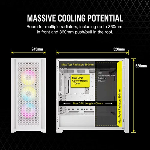 Corsair iCUE 5000D RGB Airflow White E-ATX Mid Tower Case CORSAIR