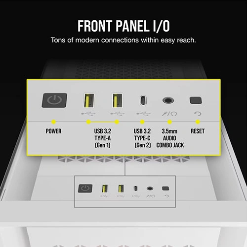 Corsair iCUE 5000D RGB Airflow White E-ATX Mid Tower Case CORSAIR