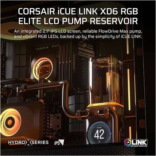 CORSAIR iCUE LINK XD6 RGB Elite LCD Pump and Reservoir With LCD screen – Grey CORSAIR