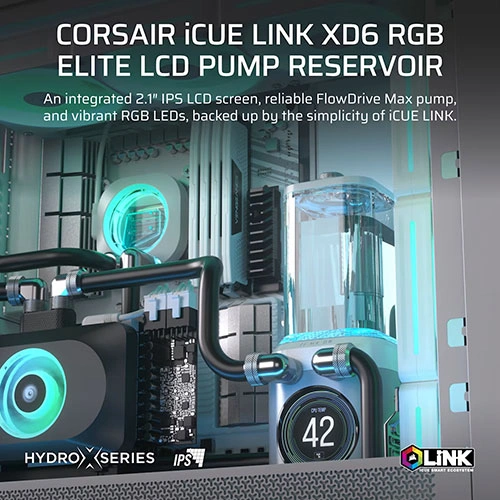 CORSAIR iCUE LINK XD6 RGB Elite LCD Pump and Reservoir With LCD screen - White CORSAIR