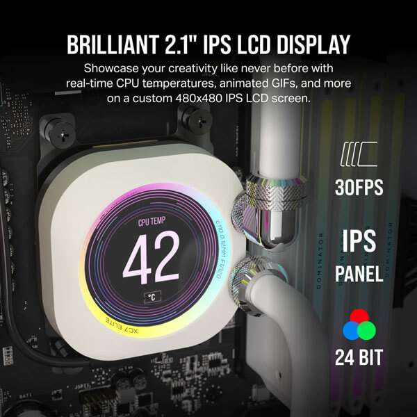 CORSAIR iCUE XC7 RGB ELITE LCD CPU Water Block (1700/AM5) – White CORSAIR