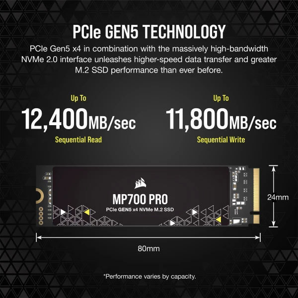 Corsair MP700 PRO 1TB M.2 NVMe 2.0 Gen5 SSD CORSAIR