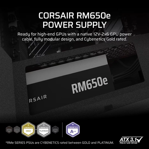 Corsair RM650e ATX 3.1 Gold Fully Modular SMPS CORSAIR