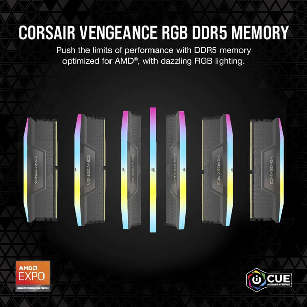 Corsair Vengeance RGB 32GB (16GBx2) 6000MHz CL36 DDR5 Ram CORSAIR