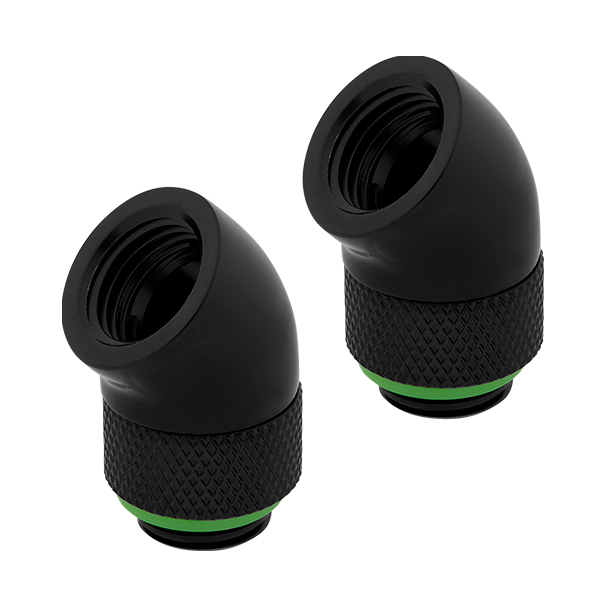 Corsair Hydro X Series XF Hardline 45° Rotary Adapter Twin Pack (Black) CORSAIR
