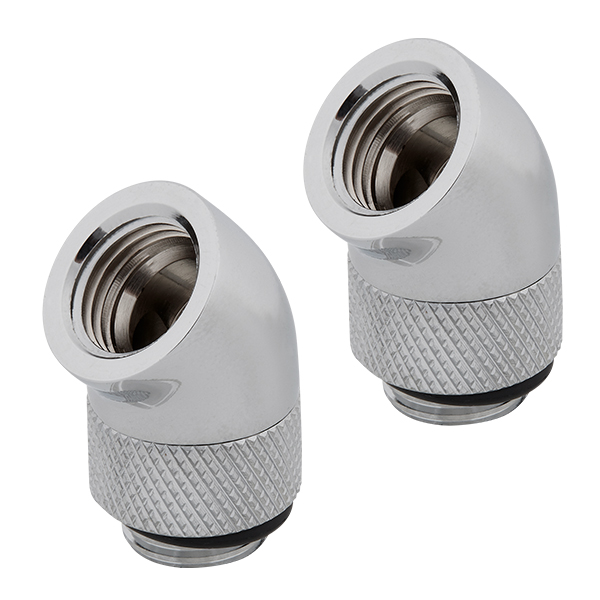 Corsair Hydro X Series XF Hardline 45° Rotary Adapter Twin Pack (Chrome) CORSAIR