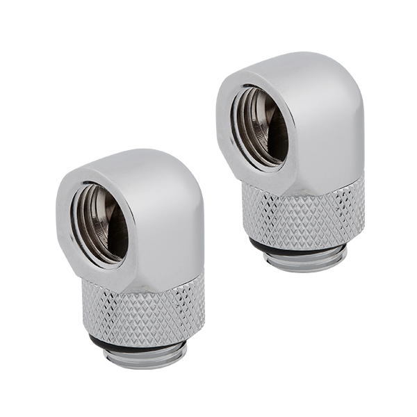 Corsair Hydro X Series XF Hardline 90° Rotary Adapter Twin Pack (Chrome) CORSAIR