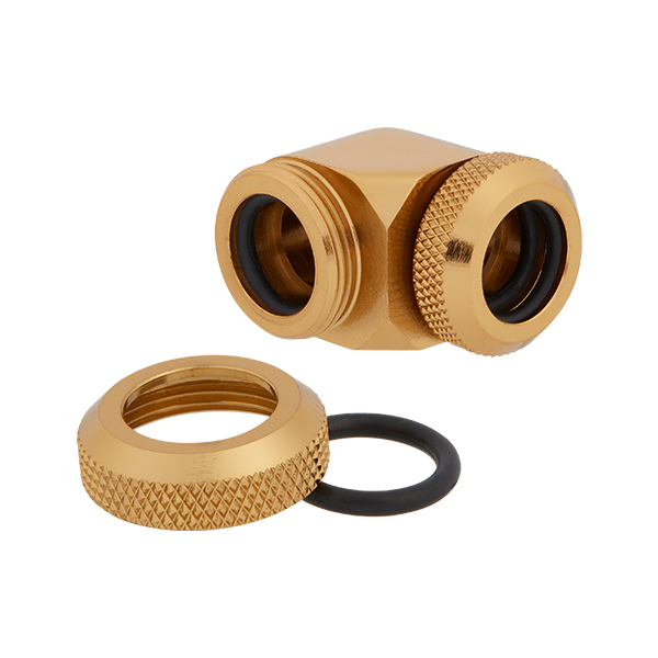 Corsair Hydro X Series XF Hardline 90° 12mm OD Fitting Twin Pack (Gold) CORSAIR