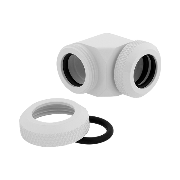 Corsair Hydro X Series XF Hardline 90° 12mm OD Fitting Twin Pack (White) CORSAIR