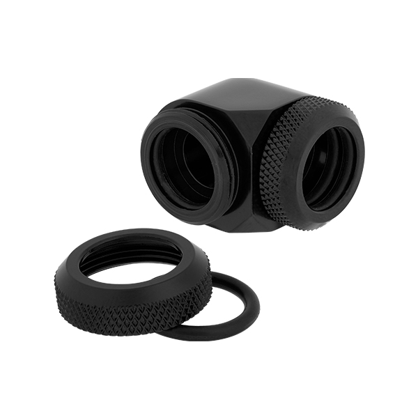 Corsair Hydro X Series XF Hardline 90° 14mm OD Fitting Twin Pack (Black) CORSAIR