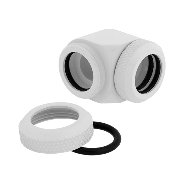Corsair Hydro X Series XF Hardline 90° 14mm OD Fitting Twin Pack (White) CORSAIR