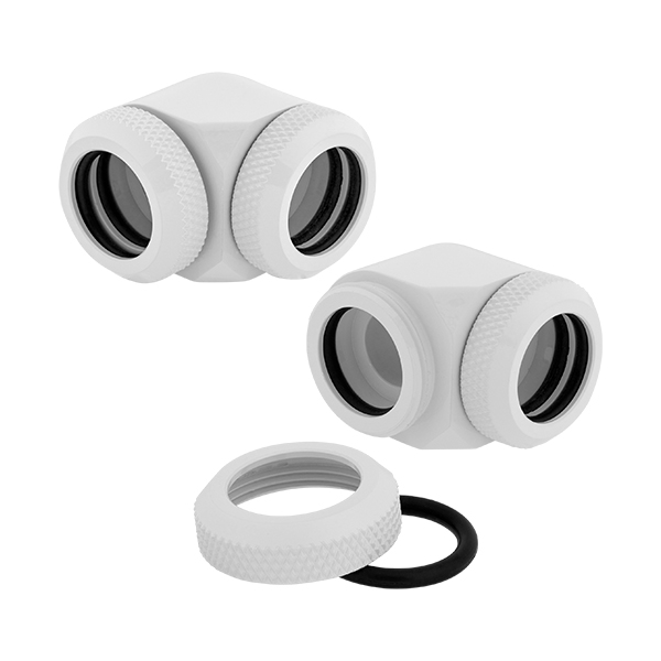 Corsair Hydro X Series XF Hardline 90° 14mm OD Fitting Twin Pack (White) CORSAIR