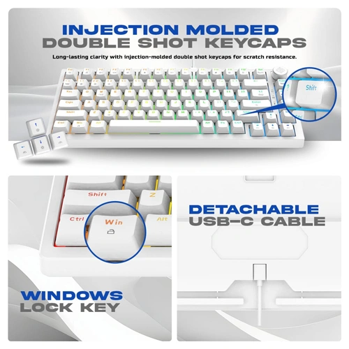 Cosmic Byte CB-GK-42 Phantom TKL Gasket White Mechanical RGB Keyboard with Red Switches COSMIC BYTE