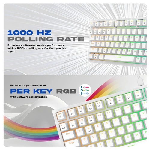Cosmic Byte CB-GK-42 Phantom TKL Gasket White Mechanical RGB Keyboard with Red Switches COSMIC BYTE