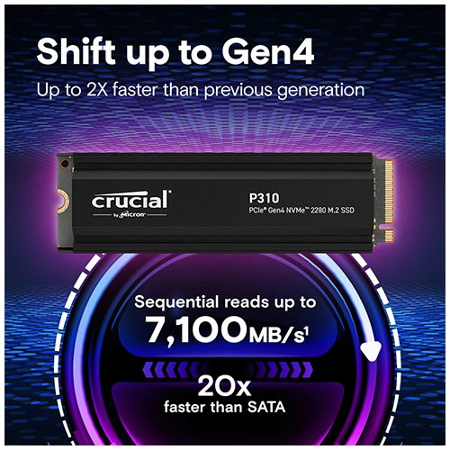 Crucial P310 2TB NVMe Gen4 SSD with Heatsink CRUCIAL