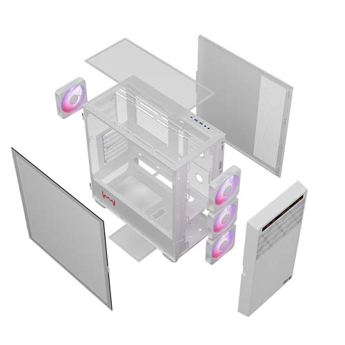 Dawg Y 804 White ARGB ATX Mid Tower Case daWg