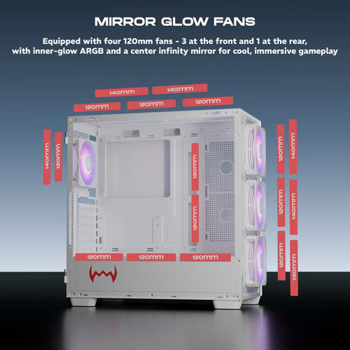 Dawg Y 804 White ARGB ATX Mid Tower Case daWg