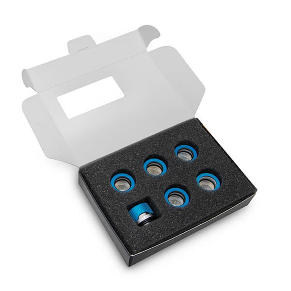 EK-Quantum Torque 6 Pack HDC 14 - Blue Special Edition (10mm ID / 14mm OD - G1/4 - Hard Tube Compression Fittings) EKWB