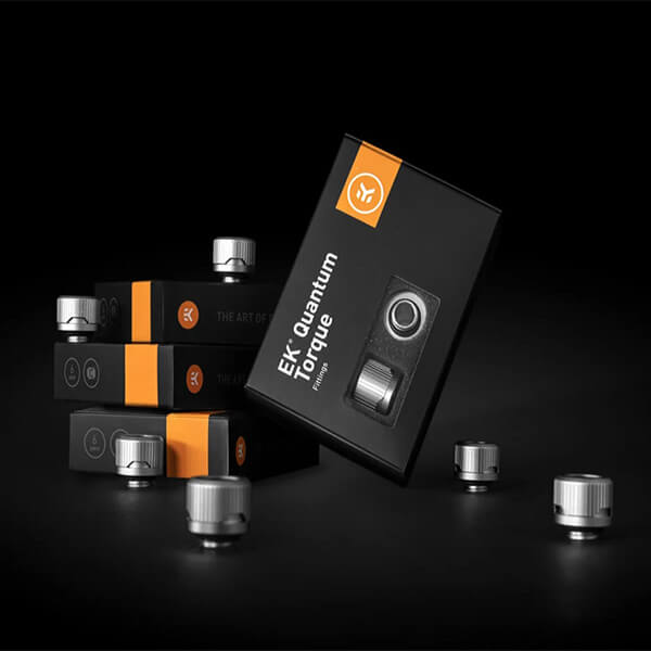 EK-Quantum Torque 6 Pack HDC 14 - Satin Titanium (10mm ID / 14mm OD - G1/4 - Hard Tube Compression Fittings) EKWB