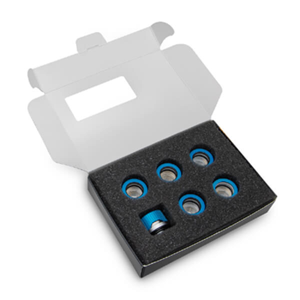 EK-Quantum Torque 6 Pack HDC 16 - Blue Special Edition (12mm ID / 16mm OD - G1/4 - Hard Tube Compression Fittings) EKWB