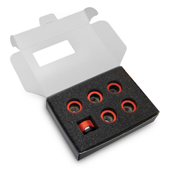 EK-Quantum Torque 6 Pack HDC 16 - Red Special Edition (12mm ID / 16mm OD - G1/4 - Hard Tube Compression Fittings) EKWB