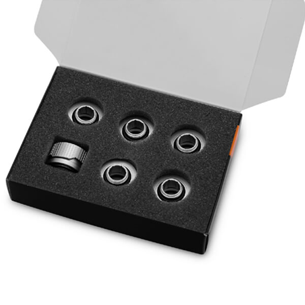 EK-Quantum Torque 6 Pack HDC 16 - Satin Titanium (12mm ID / 16mm OD - G1/4 - Hard Tube Compression Fittings) EKWB