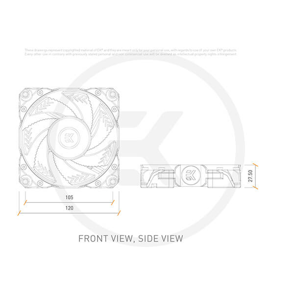 EK-Vardar X3M 120ER - 120mm D-RGB Cooling Fan (2200RPM, 67CFM) - Black EKWB