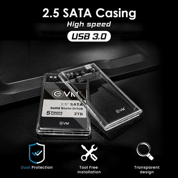 EVM 2.5 SATA SSD/HDD Casing high speed USB 3.0 Case Cover EVM