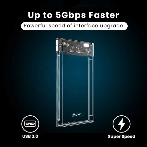 EVM 2.5 SATA SSD/HDD Casing high speed USB 3.0 Case Cover EVM