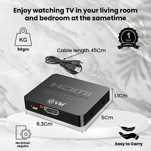 EVM HDS12 HDMI Splitter 1 Input 2 Output EVM