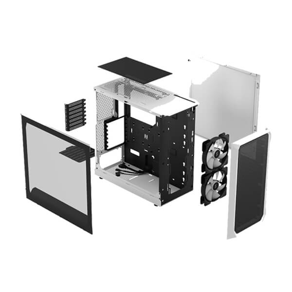 Fractal Design Focus 2 Mesh RGB White TG Clear Tint ATX Mid Tower Case FRACTAL DESIGN