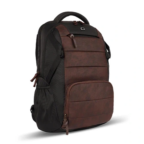 Gear Aspire 3 Faux Leather Black-Brown Laptop Backpack GEAR