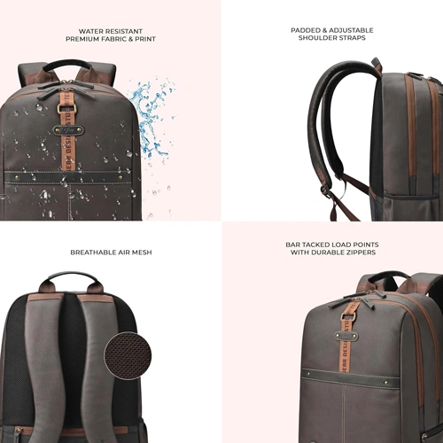 Gear Classic 4 Anti Theft Faux Leather Laptop Backpack GEAR