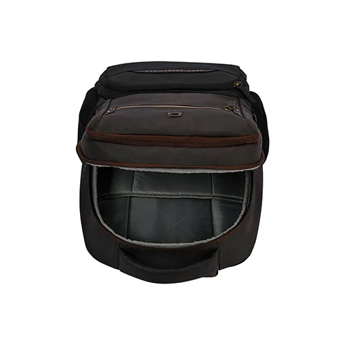Gear Quantum 3 Anti-Theft Faux Leather Brown-Black Laptop Backpack, With Raincover GEAR