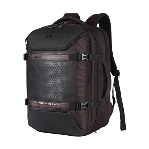 Gear Turbo 4 Anti-Theft Faux Leather Brown-Black Laptop Backpack GEAR