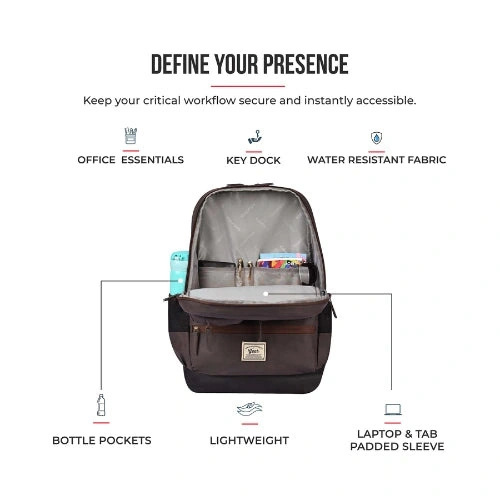 Gear Vintage Boxy Faux Leather Brown-Black Laptop Backpack GEAR
