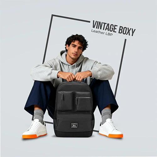 Gear Vintage Boxy Faux Leather Laptop Backpack GEAR
