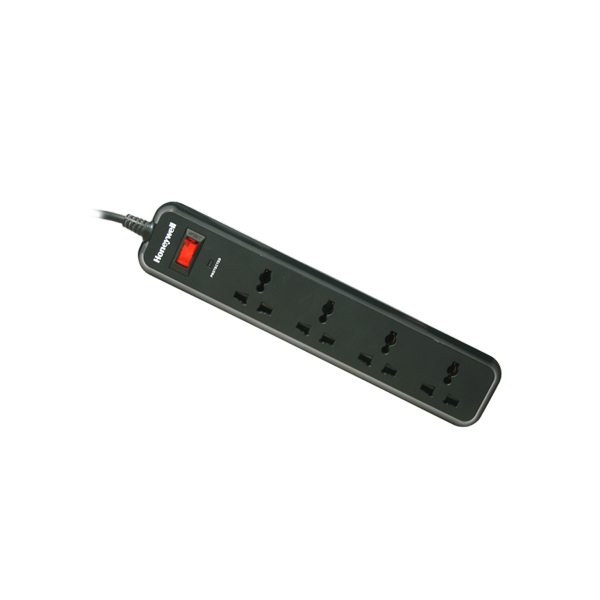 Honeywell 4 Socket 2 Meter Surge Protector (Black) HONEYWELL