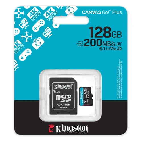 Kingston Canvas Go Plus microSD Memory Card 128GB with Adapter KINGSTON