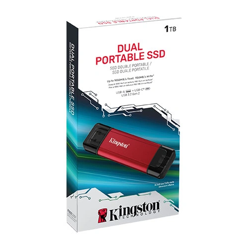 Kingston Dual USB Type A and Type C 1TB Portable SSD KINGSTON